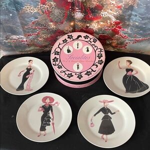 Home Essentials Pink and Black Socialites Dinnerware Set